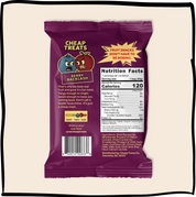 Dark purple Berry Backlash fruit snack pouch with nutrition label